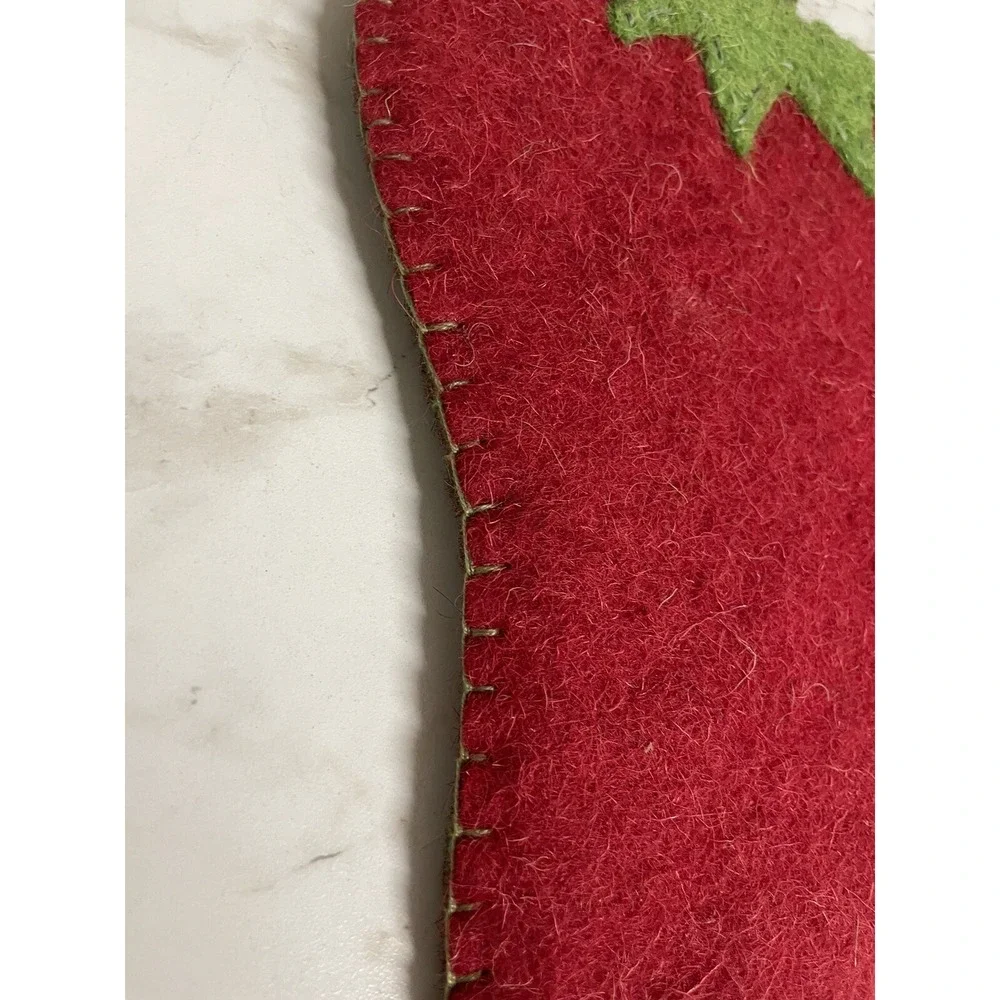 Vintage Pair‎ Handmade Felted Wool Strawberry Trivets Hotpads Red & Green